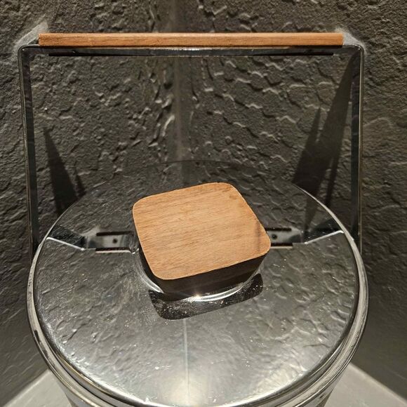 MCM Faux Walnut Wood and  Chrome Ice Bucket Kromex - Picture 2 of 7